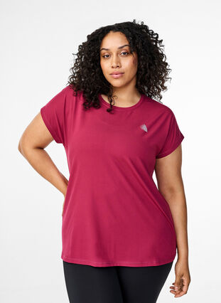 Zizzi Einfarbiges Trainings-T-Shirt, Anemone, Model image number 0