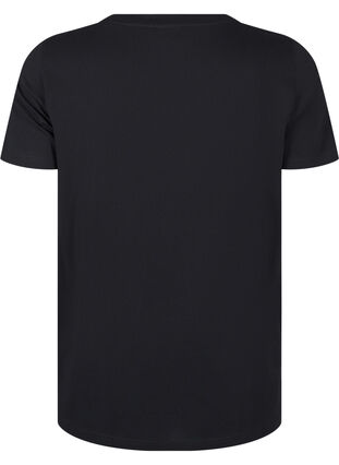 Zizzi Baumwoll-T-Shirt mit Strasssteinen, Black, Packshot image number 1