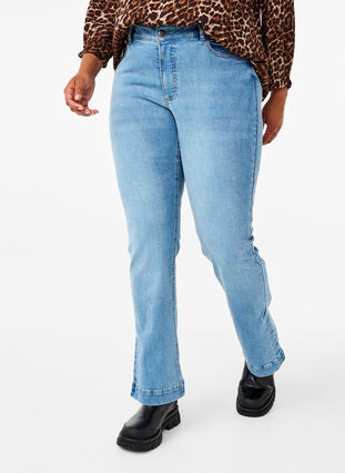 Zizzi Bootcut-Jeans mit Schlitz, Blue Denim, Model image number 2