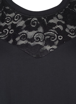 Zizzi Sweatshirt mit Spitzendetails, Black, Packshot image number 2