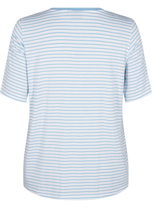 Zizzi Gestreiftes T-Shirt aus Lyocell mit Rundhalsausschnitt, B White Dusk Blue St, Packshot image number 1