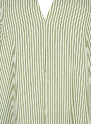 Zizzi Gestreiftes Kleid mit 3/4-Ärmeln, Green Stripe, Packshot image number 2