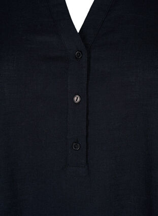 Zizzi Hemdbluse aus Baumwolle mit V-Ausschnitt, Black, Packshot image number 2
