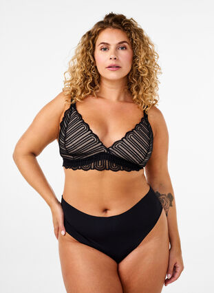 Zizzi Bralette mit Spitze und weicher Polsterung, Black, Model image number 2