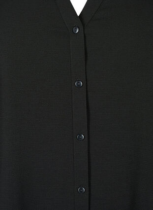 Zizzi  Hemdbluse mit 3/4-Ärmeln und Rüschenkragen, Black, Packshot image number 2