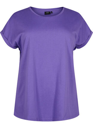 Zizzi Kurzärmliges T-Shirt aus einer Baumwollmischung, ULTRA VIOLET, Packshot image number 0