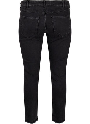 Zizzi Cropped Emily-Jeans mit ausgefranstem Saum, Dark Grey Denim, Packshot image number 1