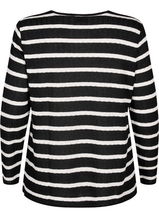 Zizzi Bluse mit Streifen und langen Ärmeln, Black Sand Stripe, Packshot image number 1