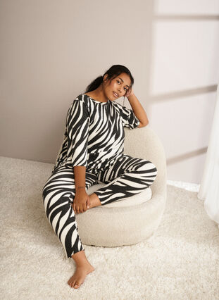 Zizzi Leggings mit Zebra-Print, White Zebra, Image image number 0