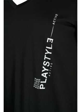 Zizzi Sport-T-Shirt aus Baumwolle mit Aufdruck, Black w. Playstyle, Packshot image number 3