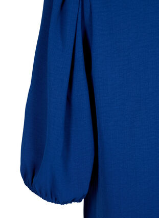 Zizzi Bluse mit kurzem Arm und Schleife hinten, Estate Blue, Packshot image number 3