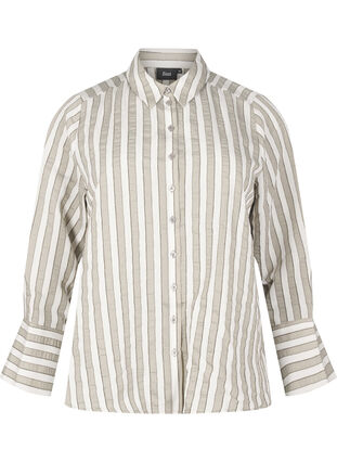 Zizzi Lockeres Shirt mit Streifen, Sand w. Black Stripe, Packshot image number 0