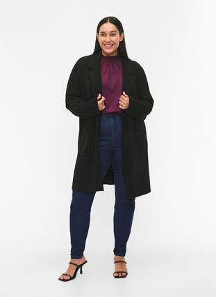 Zizzi FLASH - Lange Blazer mit Taschen., Black, Model image number 2