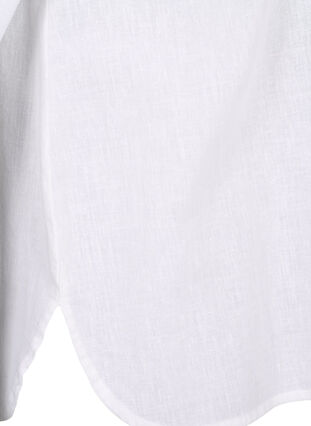 Zizzi Hemdbluse mit Knopfverschluss aus Baumwoll-Leinen-Gemisch, Bright White, Packshot image number 3