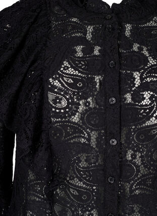 Zizzi Hemdbluse aus Spitze mit Rüschendetail, Black, Packshot image number 2