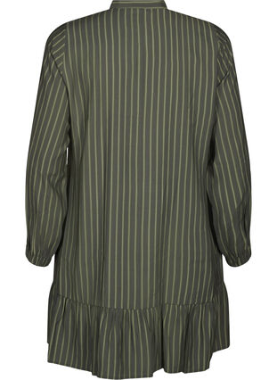 Zizzi Kurzes gestreiftes Kleid mit Rüschen, Thyme Stripe AOP, Packshot image number 1