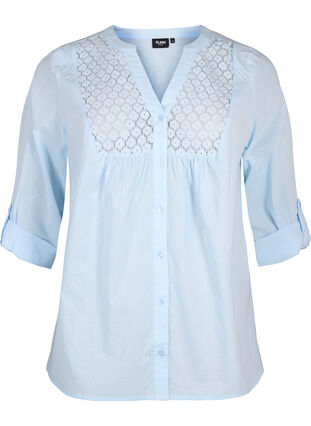 Zizzi FLASH - Shirt mit Häkeldetail, Cashmere Blue, Packshot image number 0