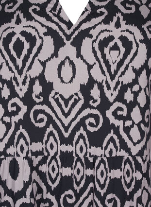 Zizzi Kurzes Kleid mit Print und A-Form, Black AOP, Packshot image number 2