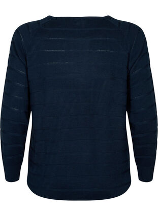 Zizzi Gestrickte Bluse mit ton-auf-Ton Streifen, Navy Blazer, Packshot image number 1