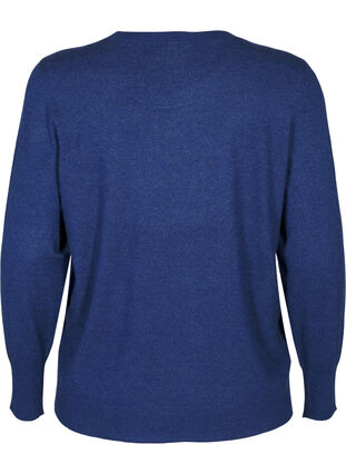 Zizzi FLASH – Strickpullover mit Rundhalsausschnitt, Estate Blue Mel., Packshot image number 1