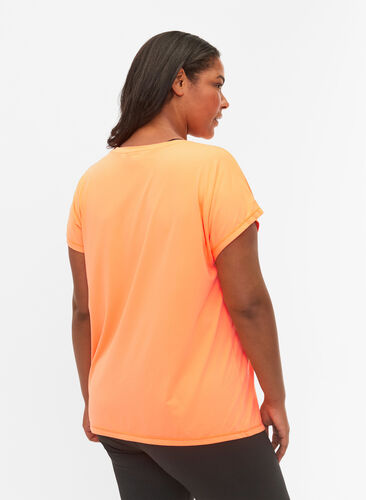 Zizzi Kurzarm Trainingsshirt, Neon Orange, Model image number 1