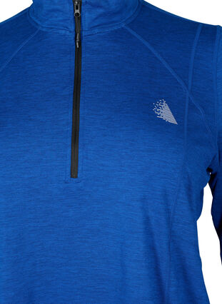 Zizzi Trainingsshirt mit Reißverschluss, S. Blue / Black Mel., Packshot image number 2