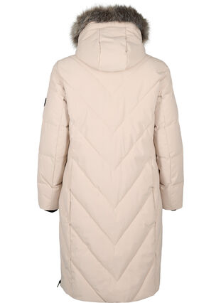 Zizzi Lange Winterjacke mit Kapuze und Kunstfellkragen, Simply Taupe, Packshot image number 1