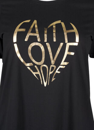 Zizzi FLASH - T-Shirt mit Motiv, Black Gold Faith, Packshot image number 2