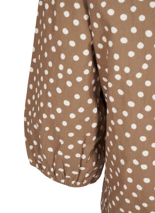 Zizzi Gepunktete Baumwollbluse mit 3/4-Arm, Coca Mocha Dot , Packshot image number 3