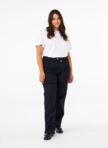 Zizzi Regular Fit Gemma Jeans mit hoher Taille, Black, Model image number 0