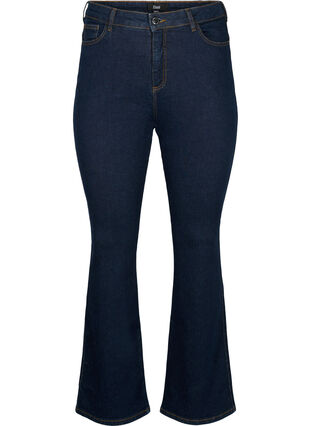 Zizzi Ellen Bootcut-Jeans mit hoher Taille., Raw Unwash, Packshot image number 0