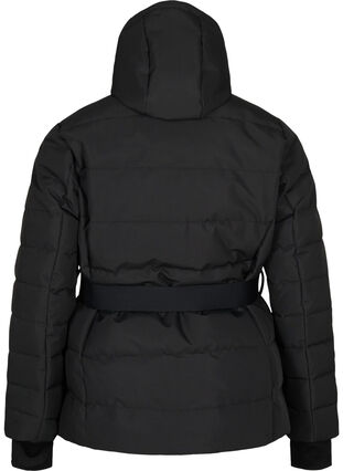 Zizzi Ski-Jacke mit Kapuze und Gürtel, Black, Packshot image number 1