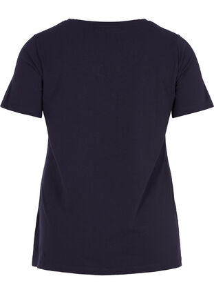 Zizzi Einfarbiges basic T-Shirt aus Baumwolle, Night Sky, Packshot image number 1
