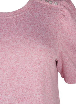 Zizzi Bluse mit Knopfdetail und kurzen Puffärmeln, Malaga Mel., Packshot image number 2