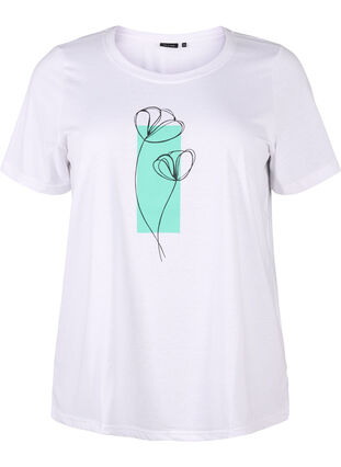 Zizzi FLASH - T-Shirt mit Motiv, Bright White Flower, Packshot image number 0