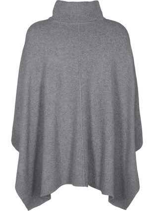 Zizzi Poncho mit hohem Kragen, Medium Grey Melange, Packshot image number 1