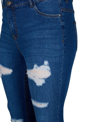 Zizzi Slim-Fit-Jeans mit Abriebdetails, Blue Denim, Packshot image number 2