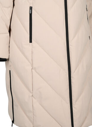 Zizzi Lange Winterjacke mit Kapuze und Kunstfellkragen, Simply Taupe, Packshot image number 3