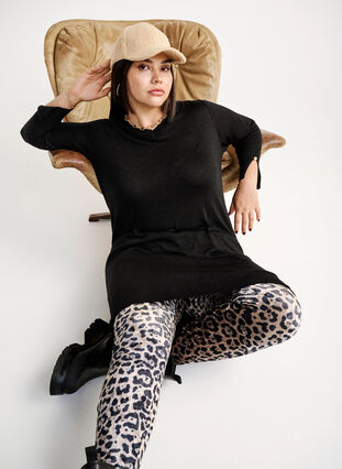 Zizzi Velours-Leggings mit Leopardenmuster, Leopard, Image image number 0