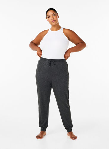 Zizzi Jerseyhose mit hoher Taille, Dark Grey Melange, Model image number 0