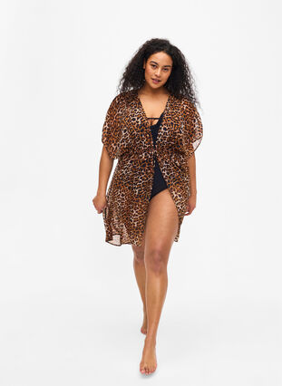 Zizzi Strand-Kimono mit Druck, Leopard, Model image number 3