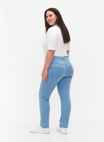 Zizzi Slim Fit Emily Jeans mit normaler Taillenhöhe, Ex Lt Blue, Model image number 1