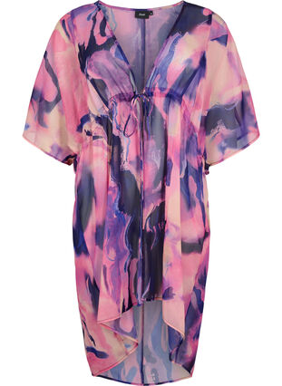 Zizzi Strand-Kimono mit Druck, Purple Swirl, Packshot image number 0