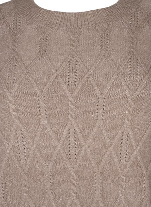 Zizzi Gestrickter Pullover mit Muster und Perlen, Desert Taupe Mel., Packshot image number 2