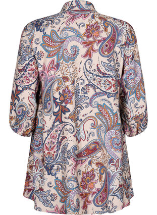 Zizzi Viskose-Tunika mit Paisley-Print und 3/4-Ärmeln, Sand Do. Paisley AOP, Packshot image number 1