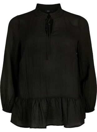 Zizzi Langärmlige Bluse mit Peplum, Black, Packshot image number 0