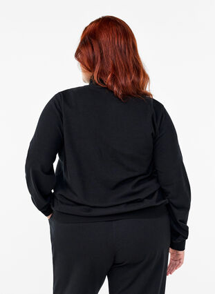 Zizzi Sweatshirt mit hohem Kragen und Reißverschluss, Black, Model image number 1