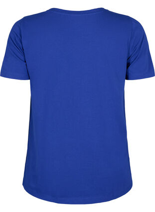 Zizzi Unifarbenes Basic-T-Shirt aus Baumwolle, Sodalite Blue, Packshot image number 1