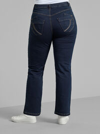 Regular Fit Gemma Jeans mit hoher Taille, Blue denim, Model