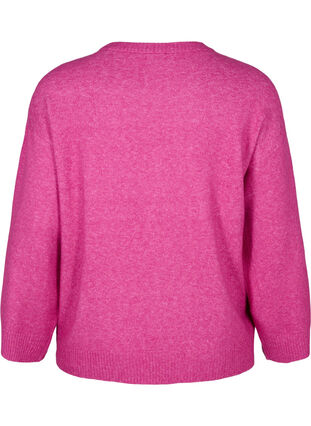 Zizzi Strickbluse mit Rundhalsausschnitt und Mittelnaht, Fuchsia Red Mel., Packshot image number 1